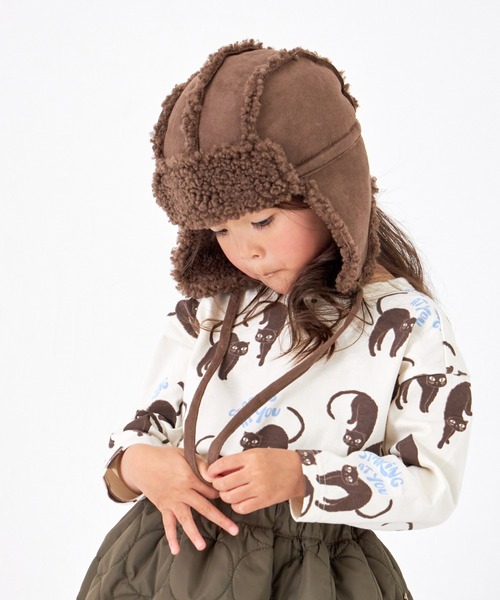 MAKE YOUR DAY（メイクユアデイ）の「ボアパイロットキャップ（キャップ・キッズ・アイボリー/ブラック/ブラウン/ベージュ・56/52/50/54）」の9枚目の写真