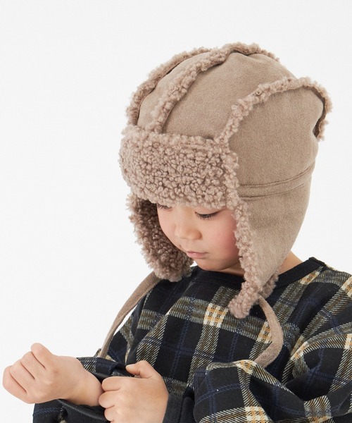 MAKE YOUR DAY（メイクユアデイ）の「ボアパイロットキャップ（キャップ・キッズ・アイボリー/ブラック/ブラウン/ベージュ・56/52/50/54）」の12枚目の写真