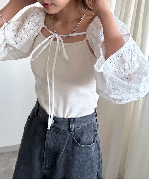 apres jour mignon(アプレジュールミニョン)の「コットンレースボレロ【ZOZOTOWN限定アイテム】(シャツ/ブラウス・レディース・ブラック/オフホワイト・X-LARGE/フリー)」の4枚目の写真
