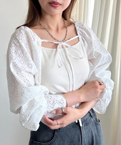 apres jour mignon(アプレジュールミニョン)の「コットンレースボレロ【ZOZOTOWN限定アイテム】(シャツ/ブラウス・レディース・ブラック/オフホワイト・X-LARGE/フリー)」の5枚目の写真