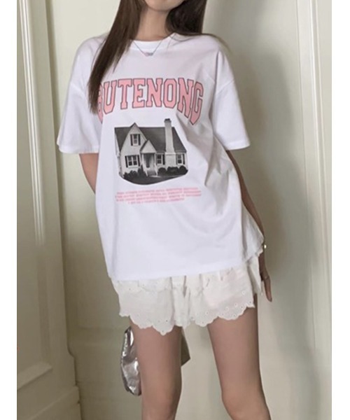 LYEON(リヨン)の「オーバーサイズTシャツ(Tシャツ/カットソー・レディース・グレー/ホワイト・FREE)」の1枚目の写真
