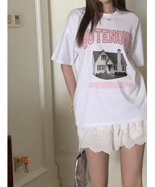 LYEON(リヨン)の「オーバーサイズTシャツ(Tシャツ/カットソー・レディース・グレー/ホワイト・FREE)」の3枚目の写真