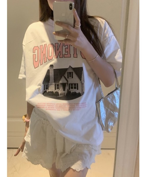 LYEON(リヨン)の「オーバーサイズTシャツ(Tシャツ/カットソー・レディース・グレー/ホワイト・FREE)」の9枚目の写真