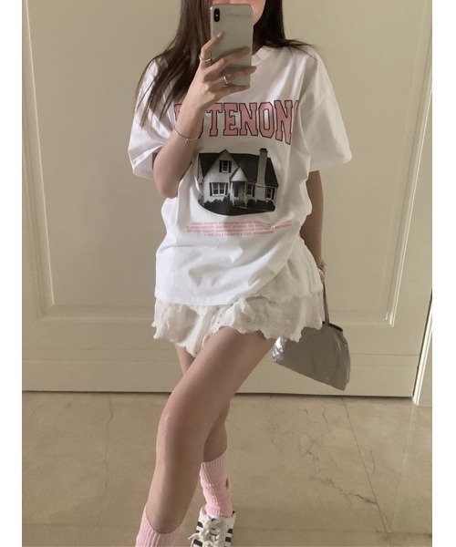 LYEON(リヨン)の「オーバーサイズTシャツ(Tシャツ/カットソー・レディース・グレー/ホワイト・FREE)」の12枚目の写真
