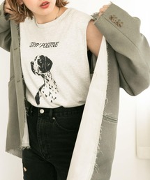 KBF | ショルダーパッドプリントカットソー(Tシャツ/カットソー)