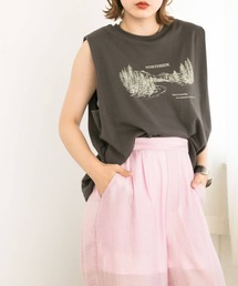 KBF | ショルダーパッドプリントカットソー(Tシャツ/カットソー)