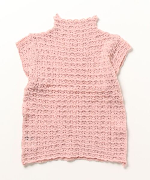 透かし編みフレンチスリーブタートルネックニット（ニット