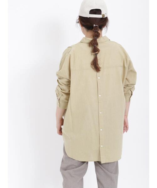 Samansa Mos2（サマンサ モスモス）の「柄アソート後ろ開きスキッパーチュニック（チュニック・レディース・ネイビー/パープル/ベージュ/グリーン/ブラック・F）」の6枚目の写真