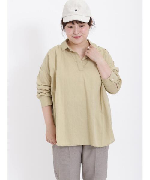 Samansa Mos2（サマンサ モスモス）の「柄アソート後ろ開きスキッパーチュニック（チュニック・レディース・ネイビー/パープル/ベージュ/グリーン/ブラック・F）」の9枚目の写真