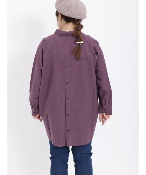 Samansa Mos2（サマンサ モスモス）の「柄アソート後ろ開きスキッパーチュニック（チュニック・レディース・ネイビー/パープル/ベージュ/グリーン/ブラック・F）」の14枚目の写真