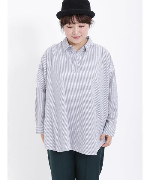 Samansa Mos2（サマンサ モスモス）の「柄アソート後ろ開きスキッパーチュニック（チュニック・レディース・ネイビー/パープル/ベージュ/グリーン/ブラック・F）」の21枚目の写真