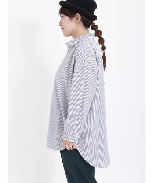 Samansa Mos2（サマンサ モスモス）の「柄アソート後ろ開きスキッパーチュニック（チュニック・レディース・ネイビー/パープル/ベージュ/グリーン/ブラック・F）」の22枚目の写真