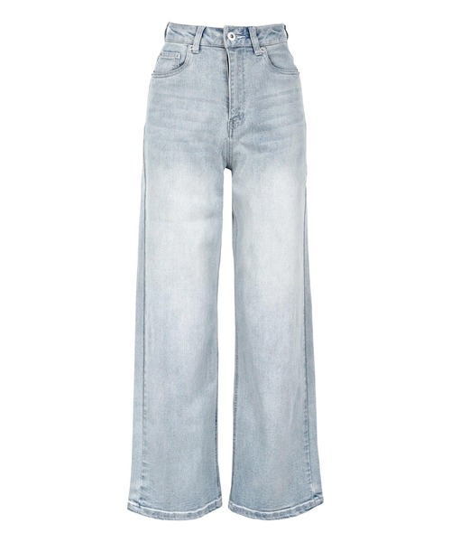 デニム 1月分 セール】[ 岡部あゆみさんコラボ ]ワイドストレートデニムパンツ