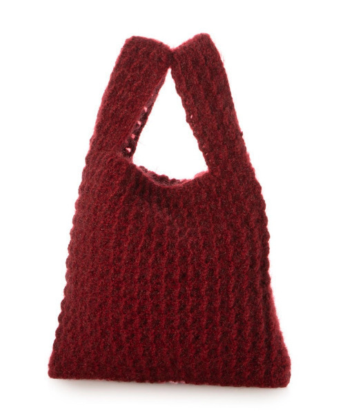 cache cache(カシュ カシュ)の「カシュカシュ cachecache / 柄編みニットショッパーバッグ(トートバッグ・レディース・グリーン/ラベンダー/レッド/ブラック/ブルー・FREE)」の5枚目の写真