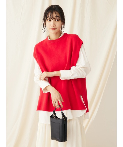 CRAFT STANDARD BOUTIQUE（クラフトスタンダードブティック）の「とてもちクルーネックバックボタンベスト（ベスト・レディース・レッド/ブラック/杢グレー・FREE）」の5枚目の写真