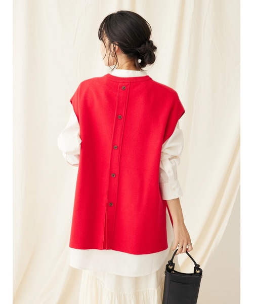 CRAFT STANDARD BOUTIQUE（クラフトスタンダードブティック）の「とてもちクルーネックバックボタンベスト（ベスト・レディース・レッド/ブラック/杢グレー・FREE）」の7枚目の写真