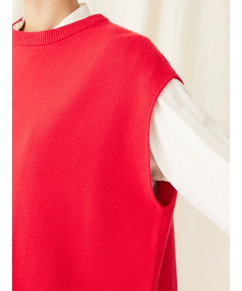 CRAFT STANDARD BOUTIQUE（クラフトスタンダードブティック）の「とてもちクルーネックバックボタンベスト（ベスト・レディース・レッド/ブラック/杢グレー・FREE）」の10枚目の写真