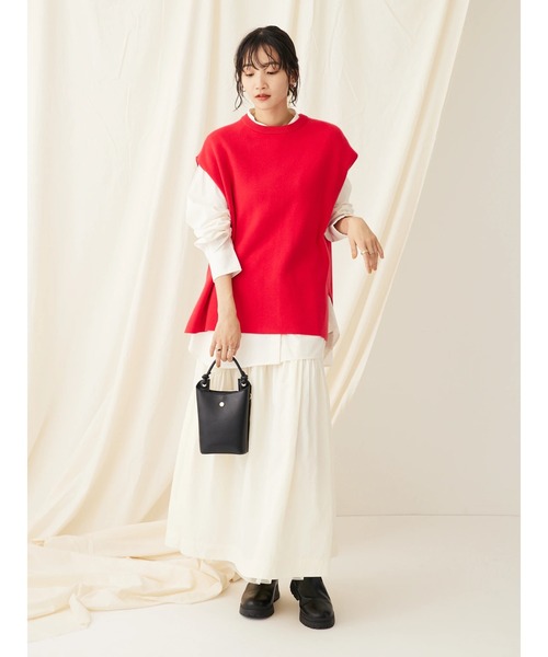 CRAFT STANDARD BOUTIQUE（クラフトスタンダードブティック）の「とてもちクルーネックバックボタンベスト（ベスト・レディース・レッド/ブラック/杢グレー・FREE）」の12枚目の写真