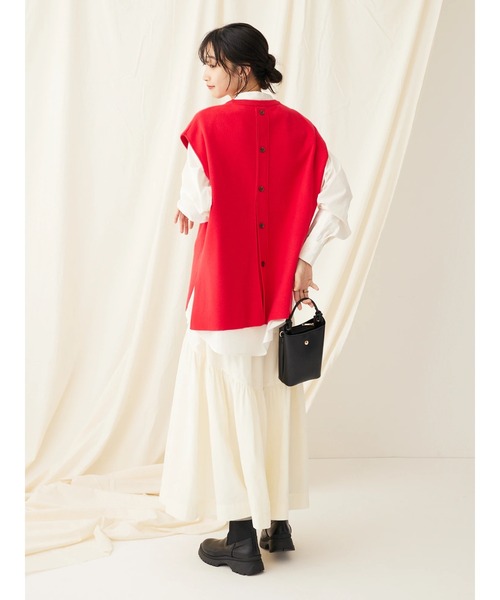 CRAFT STANDARD BOUTIQUE（クラフトスタンダードブティック）の「とてもちクルーネックバックボタンベスト（ベスト・レディース・レッド/ブラック/杢グレー・FREE）」の14枚目の写真