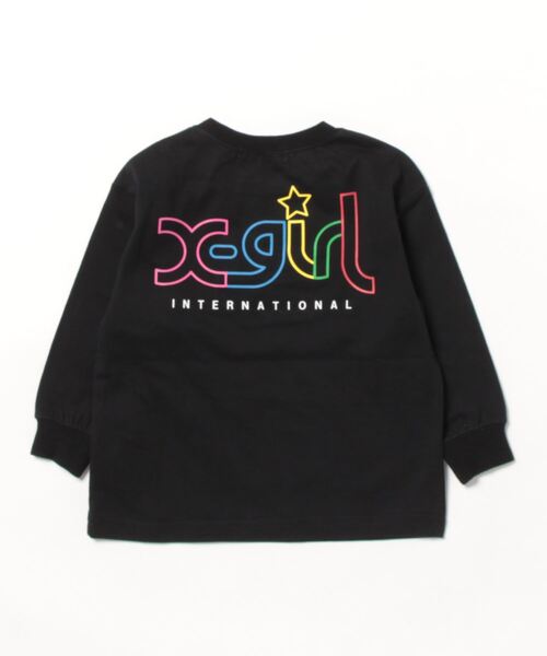 X-girl Stages（エックスガールステージス）の「レインボーロゴ刺しゅう長袖Ｔシャツ（Tシャツ/カットソー・キッズ・ホワイト/ブラック・110cm/90cm/100cm/130cm/120cm/140cm）」の3枚目の写真