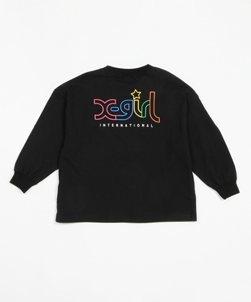 X-girl Stages（エックスガールステージス）の「レインボーロゴ刺しゅう長袖Ｔシャツ（Tシャツ/カットソー・キッズ・ホワイト/ブラック・110cm/90cm/100cm/130cm/120cm/140cm）」の4枚目の写真