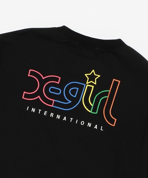 X-girl Stages（エックスガールステージス）の「レインボーロゴ刺しゅう長袖Ｔシャツ（Tシャツ/カットソー・キッズ・ホワイト/ブラック・110cm/90cm/100cm/130cm/120cm/140cm）」の9枚目の写真