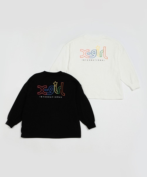 X-girl Stages（エックスガールステージス）の「レインボーロゴ刺しゅう長袖Ｔシャツ（Tシャツ/カットソー・キッズ・ホワイト/ブラック・110cm/90cm/100cm/130cm/120cm/140cm）」の11枚目の写真