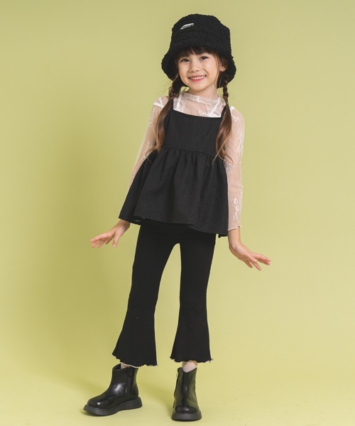 URBAN CHERRY（アーバンチェリー）の「【伸縮性・保温性バツグン】リブカットソーフレアレギンスパンツ（その他パンツ・キッズ・グレー/ブラック/ベージュ/ブラウン・150cm/110cm/120cm/130cm/140cm）」の22枚目の写真