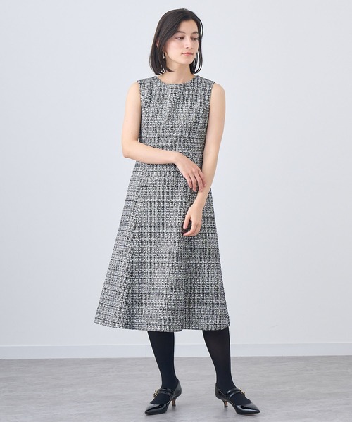ANAYI(アナイ)の「フリンジツイードフレアワンピース(ワンピース・レディース・ネイビー/ブラック系その他・34/38/36)」の3枚目の写真