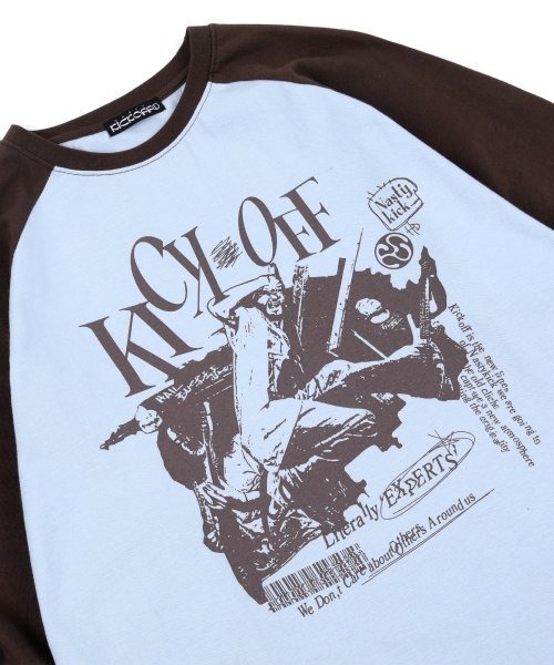 NASTY KICK(ナスティーキック)の「A'GEM/9 × .kom『NASTYKICK/NS+K/ナスティーキック』Pitchy Raglan Longsleeve/ラグラン切り替え長袖Tシャツ(Tシャツ/カットソー・メンズ・ブラック/ライトブルー/アイボリー・L)」の6枚目の写真
