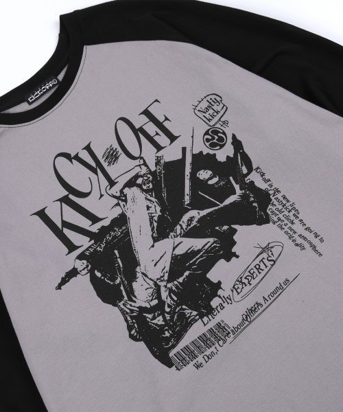 NASTY KICK(ナスティーキック)の「A'GEM/9 × .kom『NASTYKICK/NS+K/ナスティーキック』Pitchy Raglan Longsleeve/ラグラン切り替え長袖Tシャツ(Tシャツ/カットソー・メンズ・ブラック/ライトブルー/アイボリー・L)」の11枚目の写真