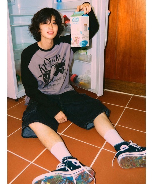 NASTY KICK(ナスティーキック)の「A'GEM/9 × .kom『NASTYKICK/NS+K/ナスティーキック』Pitchy Raglan Longsleeve/ラグラン切り替え長袖Tシャツ(Tシャツ/カットソー・メンズ・ブラック/ライトブルー/アイボリー・L)」の16枚目の写真