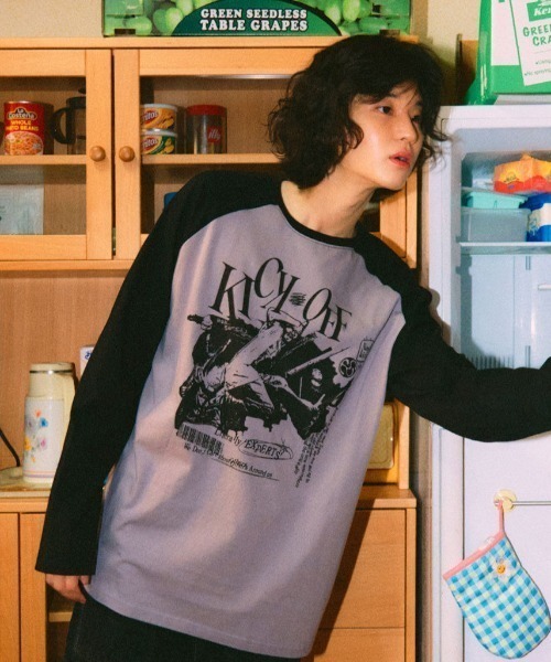 NASTY KICK(ナスティーキック)の「A'GEM/9 × .kom『NASTYKICK/NS+K/ナスティーキック』Pitchy Raglan Longsleeve/ラグラン切り替え長袖Tシャツ(Tシャツ/カットソー・メンズ・ブラック/ライトブルー/アイボリー・L)」の17枚目の写真