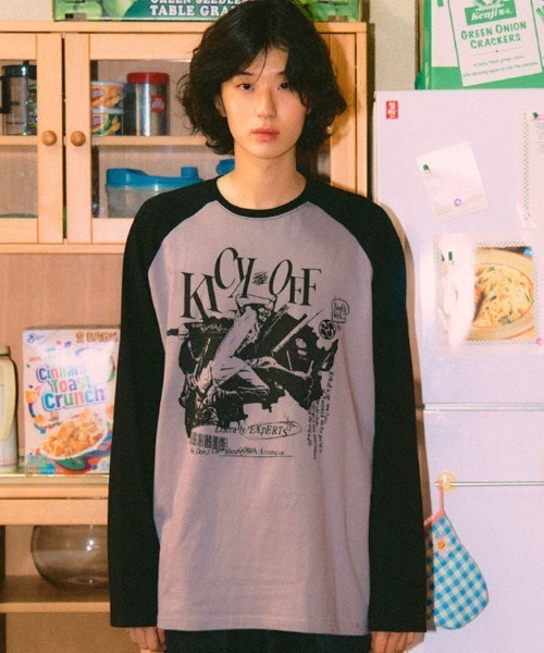 NASTY KICK(ナスティーキック)の「A'GEM/9 × .kom『NASTYKICK/NS+K/ナスティーキック』Pitchy Raglan Longsleeve/ラグラン切り替え長袖Tシャツ(Tシャツ/カットソー・メンズ・ブラック/ライトブルー/アイボリー・L)」の14枚目の写真