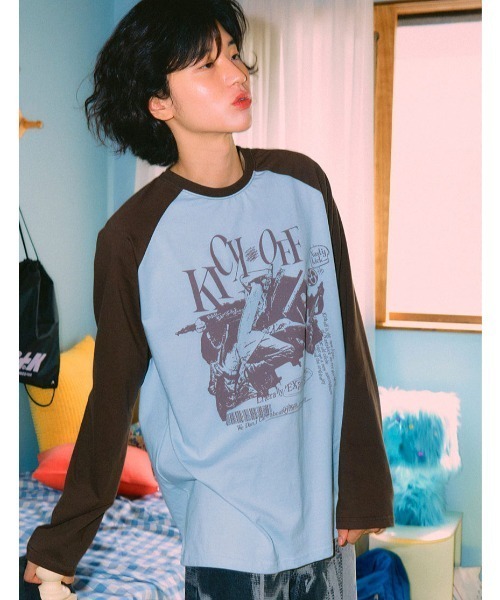 NASTY KICK(ナスティーキック)の「A'GEM/9 × .kom『NASTYKICK/NS+K/ナスティーキック』Pitchy Raglan Longsleeve/ラグラン切り替え長袖Tシャツ(Tシャツ/カットソー・メンズ・ブラック/ライトブルー/アイボリー・L)」の18枚目の写真