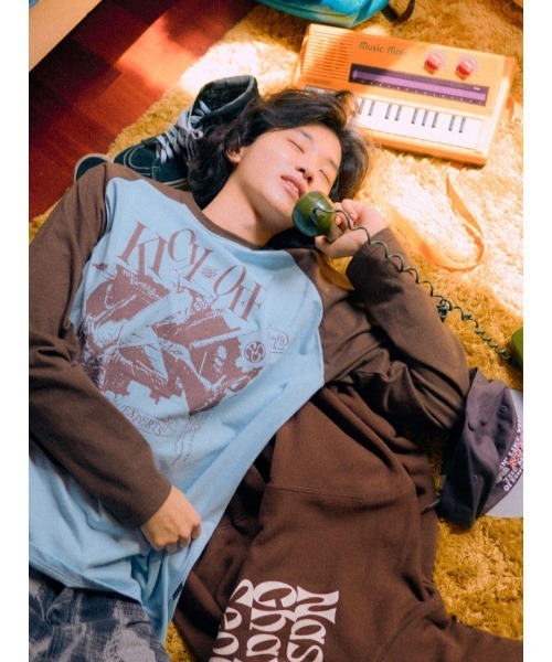 NASTY KICK(ナスティーキック)の「A'GEM/9 × .kom『NASTYKICK/NS+K/ナスティーキック』Pitchy Raglan Longsleeve/ラグラン切り替え長袖Tシャツ(Tシャツ/カットソー・メンズ・ブラック/ライトブルー/アイボリー・L)」の20枚目の写真