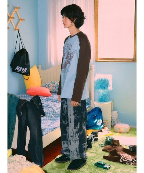 NASTY KICK(ナスティーキック)の「A'GEM/9 × .kom『NASTYKICK/NS+K/ナスティーキック』Pitchy Raglan Longsleeve/ラグラン切り替え長袖Tシャツ(Tシャツ/カットソー・メンズ・ブラック/ライトブルー/アイボリー・L)」の21枚目の写真