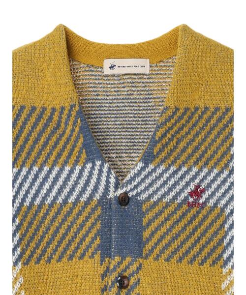 BEVERLY HILLS POLO CLUB（ビバリーヒルズポロクラブ）の「【別注】BHPC モヘヤタッチチェックニットカーディガン（カーディガン/ボレロ・レディース・ネイビー/ブラウン/マスタード・FREE）」の14枚目の写真