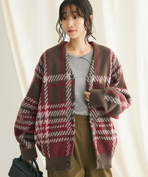 【別注】BHPC モヘヤタッチチェックニットカーディガン