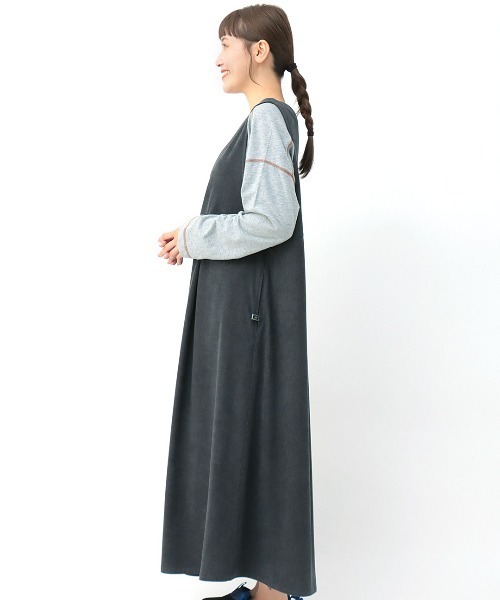 チチカカ（チチカカ）の「Ｖネックジャンスカ【大きいサイズ】（ジャンパースカート・レディース・ベージュ/オレンジ/チャコールグレー・3L）」の11枚目の写真