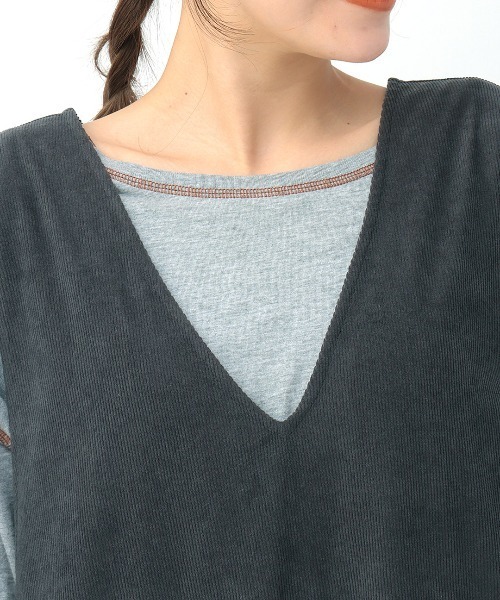 チチカカ（チチカカ）の「Ｖネックジャンスカ【大きいサイズ】（ジャンパースカート・レディース・ベージュ/オレンジ/チャコールグレー・3L）」の13枚目の写真