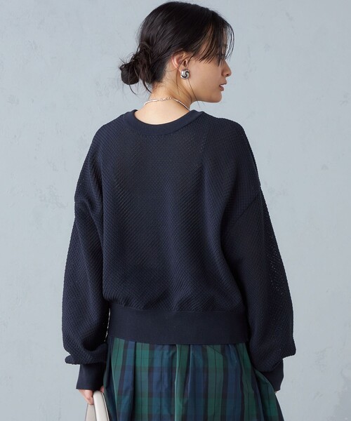 【新品・未使用】シップス  SHIPS ニット☆ セール】〈手洗い可能〉透かし編み ロゴ プルオーバー（ニット