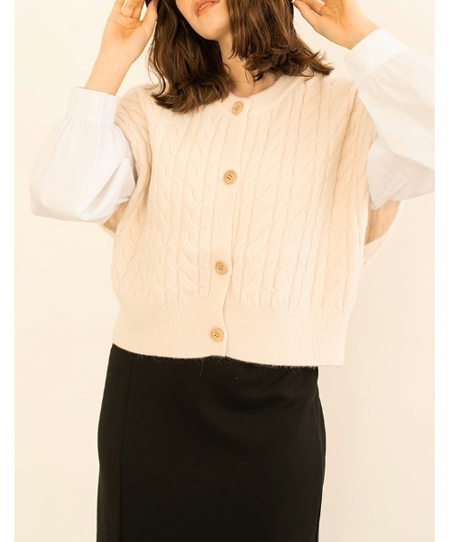 chocomee（チョコミー）の「button knit vest（ベスト・レディース・アイボリー/ベージュ・FREE）」の12枚目の写真