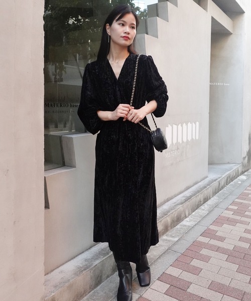 セール】ベロアエンボスカシュクールワンピース（ワンピース