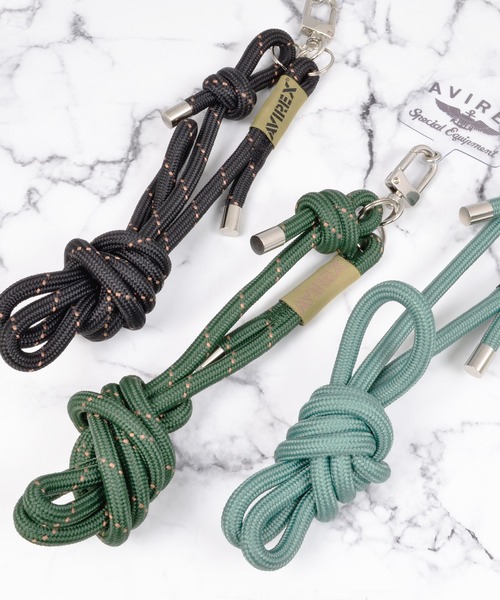AVIREX（アヴィレックス）の「アヴィレックス ショルダーストラップ「アウトドアロープ」（スマホグッズ・メンズ・ブラック/セージグリーン/ダークグリーン・ONE SIZE）」の4枚目の写真