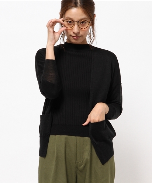 La TOTALITE（ラトータリテ）の「リネンコントッパーカーデ◆（カーディガン/ボレロ・レディース・ネイビー/イエロー/ホワイト/ブラック/キャメル・FREE）」の3枚目の写真