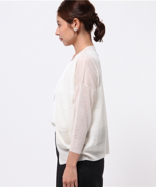 La TOTALITE（ラトータリテ）の「リネンコントッパーカーデ◆（カーディガン/ボレロ・レディース・ネイビー/イエロー/ホワイト/ブラック/キャメル・FREE）」の14枚目の写真