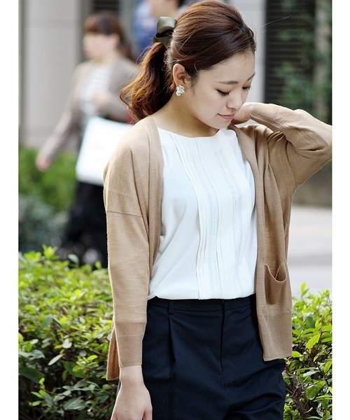 La TOTALITE（ラトータリテ）の「リネンコントッパーカーデ◆（カーディガン/ボレロ・レディース・ネイビー/イエロー/ホワイト/ブラック/キャメル・FREE）」の16枚目の写真