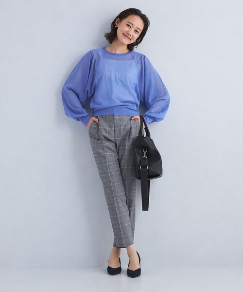 green label relaxing(グリーンレーベルリラクシング)の「Circ ギャザー クルーネック プルオーバー ニット(ニット/セーター・レディース・ライム/ベージュ/ライトブルー・FREE)」の4枚目の写真