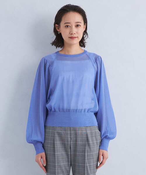 green label relaxing(グリーンレーベルリラクシング)の「Circ ギャザー クルーネック プルオーバー ニット(ニット/セーター・レディース・ライム/ベージュ/ライトブルー・FREE)」の8枚目の写真